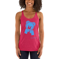 120 -  NUCKLE UP bLUE, Badie Bear - Women's Racerback Tank